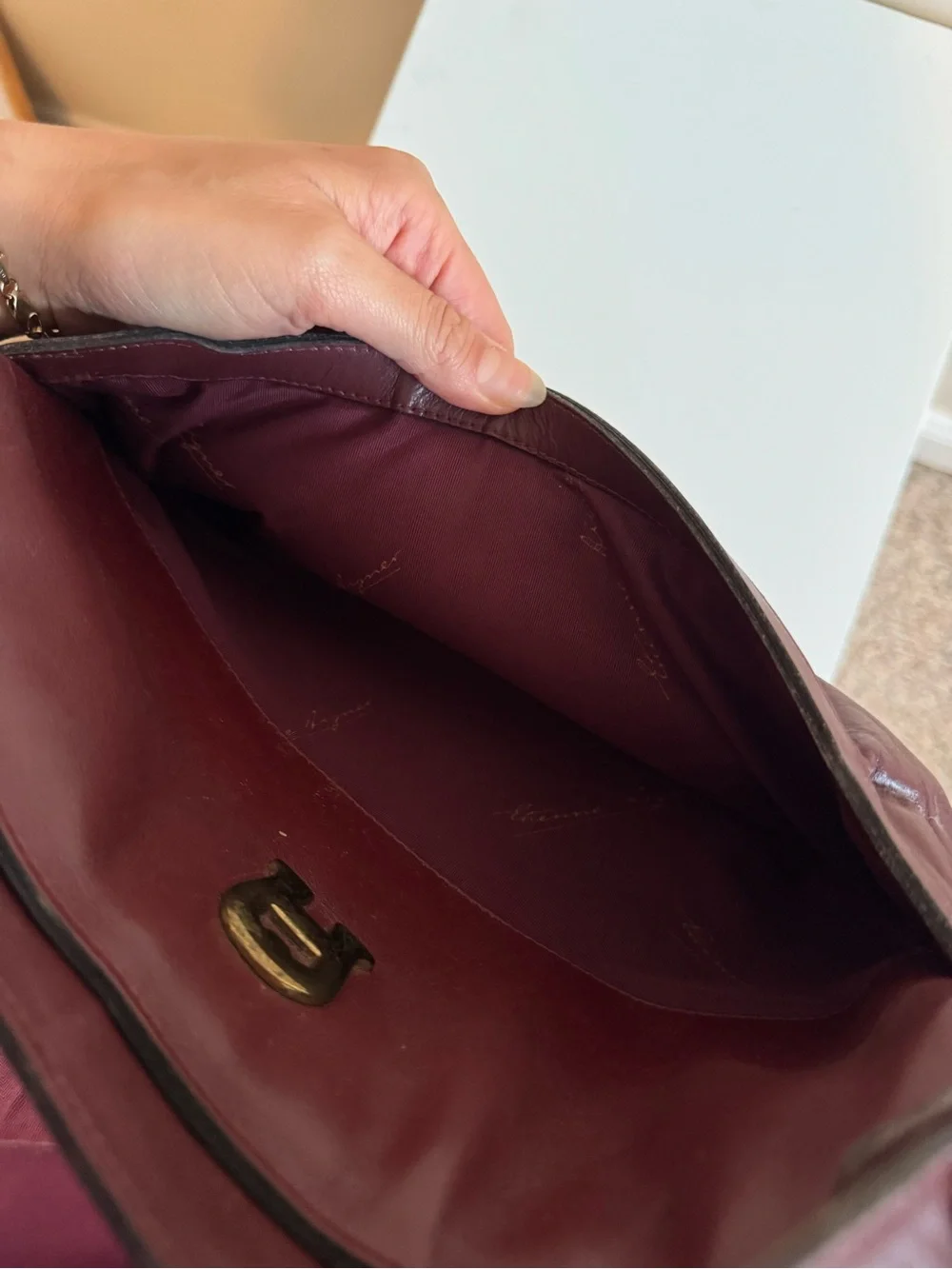 Etienne Aigner Burgundy Leather Shoulder Bag